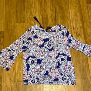 Crown & Ivy Blue and White Floral Blouse